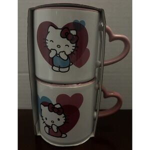 Bioworld Hello Kitty Valentines Set Of 2 Stackable Ceramic Mugs